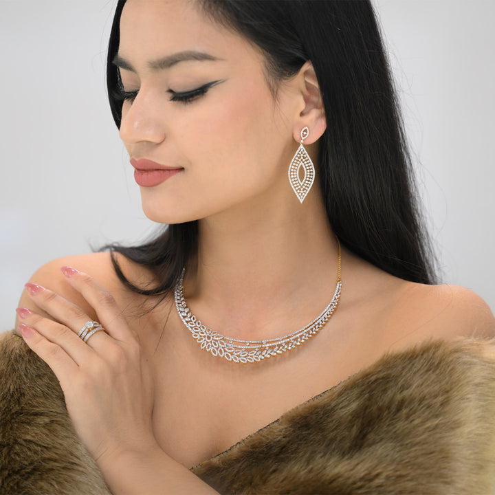 9K YG Princess Diamond Necklace- 1pc