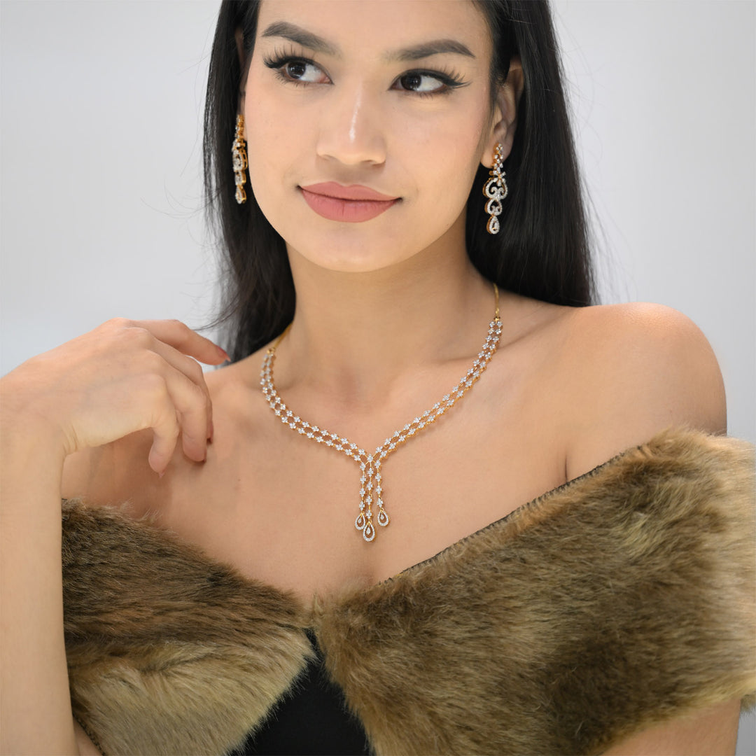 9K YG Princess Diamond Necklace- 1pc