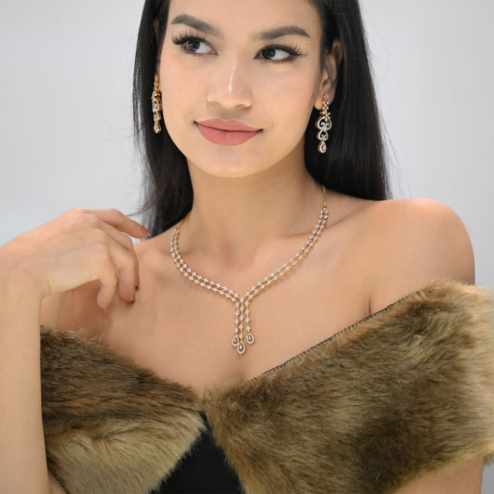 9K YG Princess Diamond Necklace- 1pc