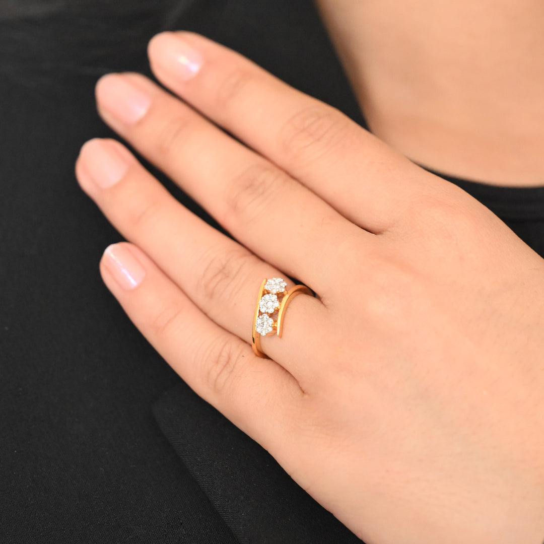 18K YG Pressure Set Diamond Ring- 1pc