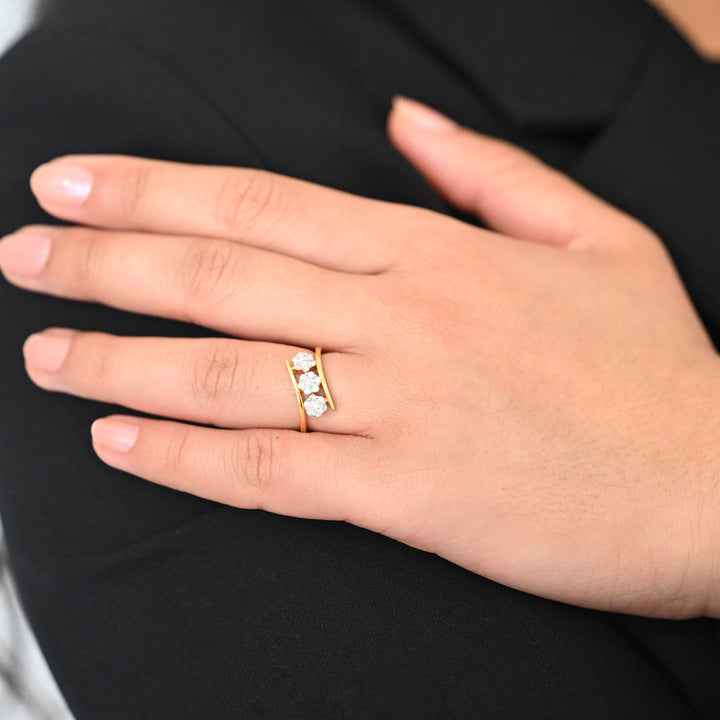 18K YG Pressure Set Diamond Ring- 1pc