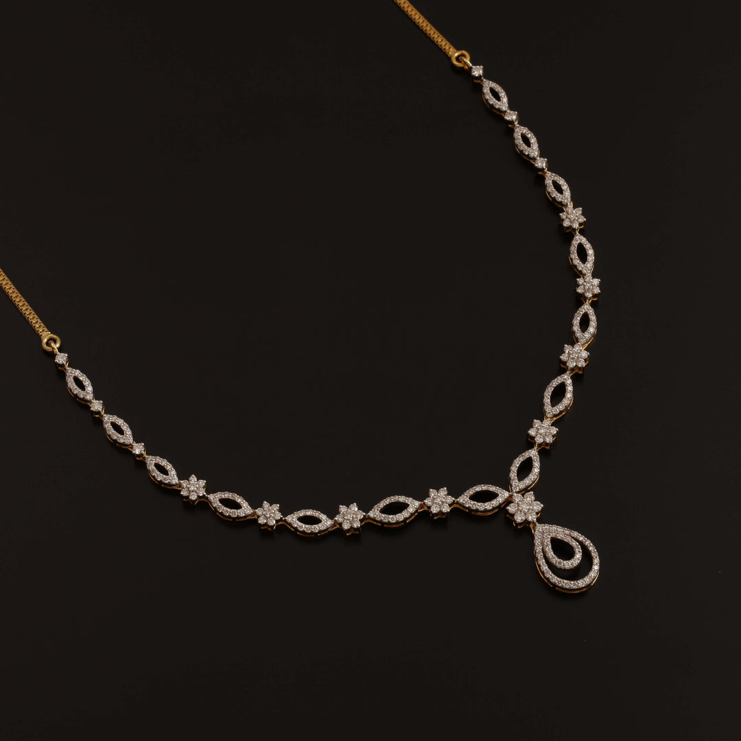 9K YG Princess Diamond Necklace- 1pc