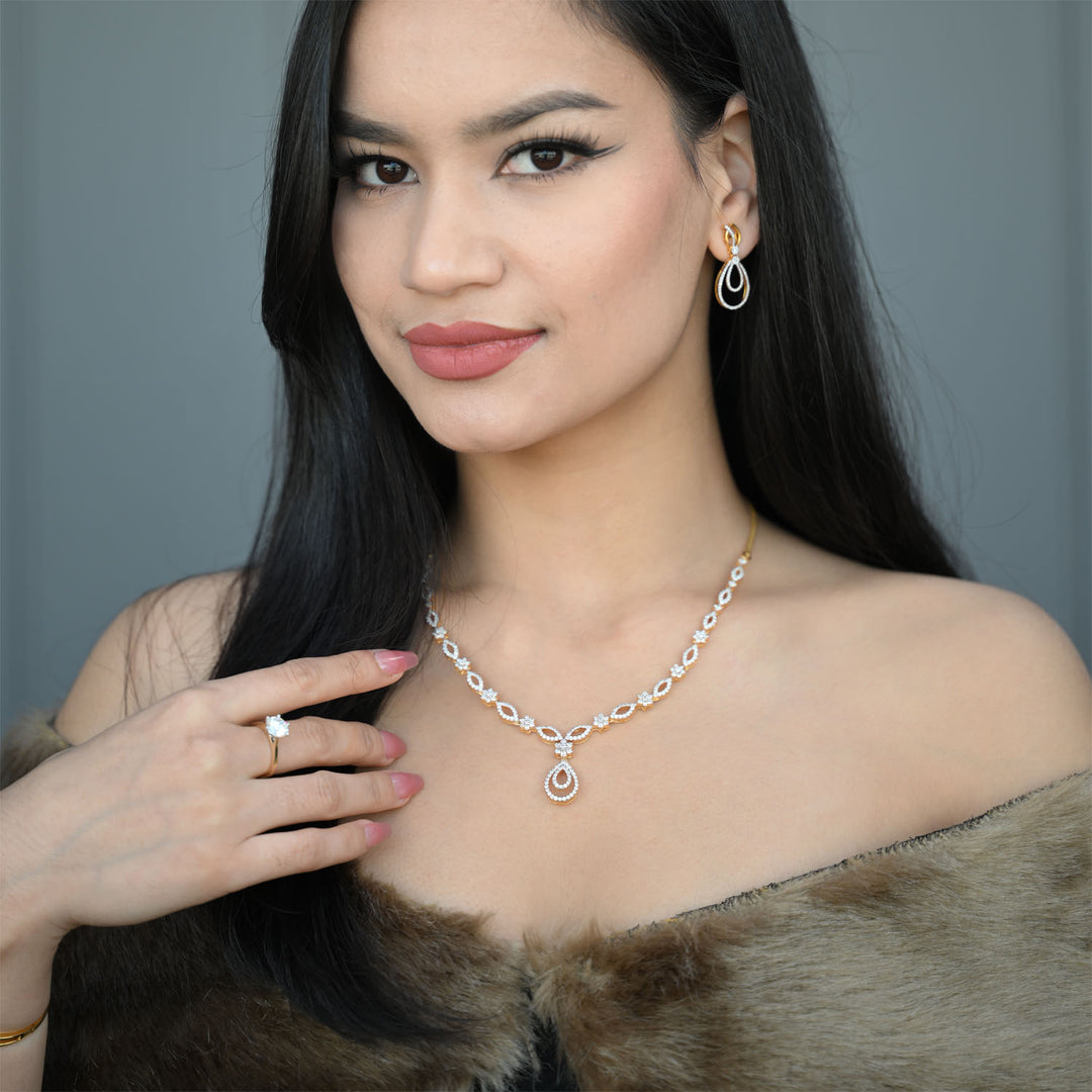 9K YG Princess Diamond Necklace- 1pc