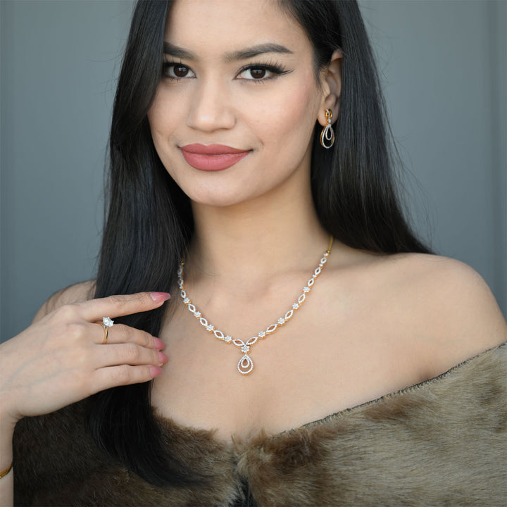 9K YG Princess Diamond Necklace- 1pc