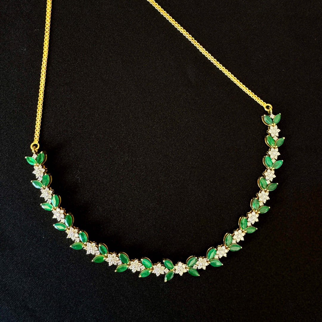 Princess Diamond Emerald Necklace – 9K YG