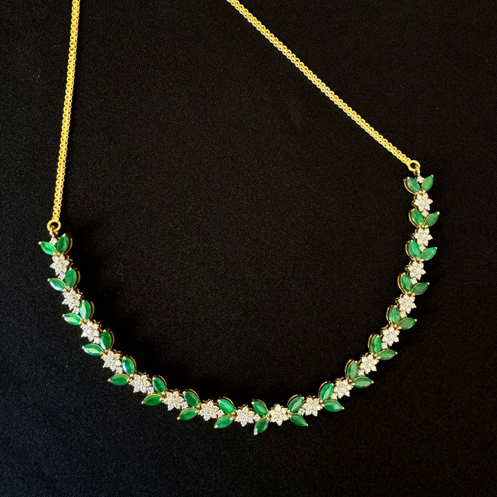 Princess Diamond Emerald Necklace – 9K YG