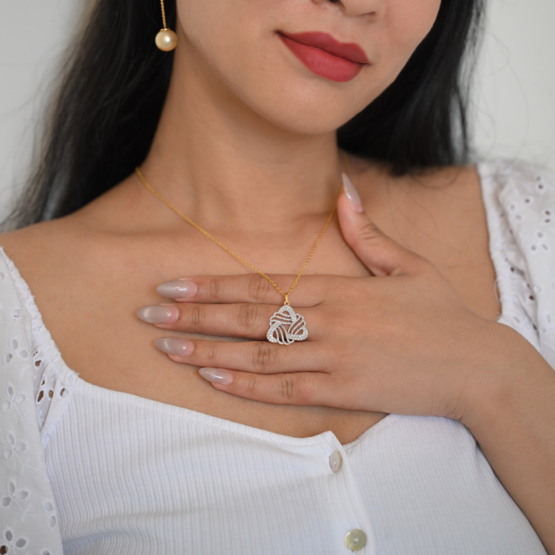 14K YG Cluster Diamond Pendant- 1pc