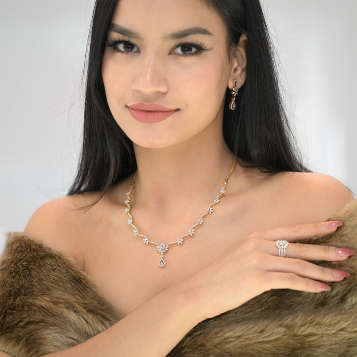 9K YG Princess Diamond Necklace- 1pc