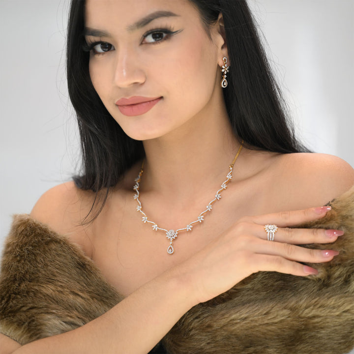 9K YG Princess Diamond Necklace- 1pc