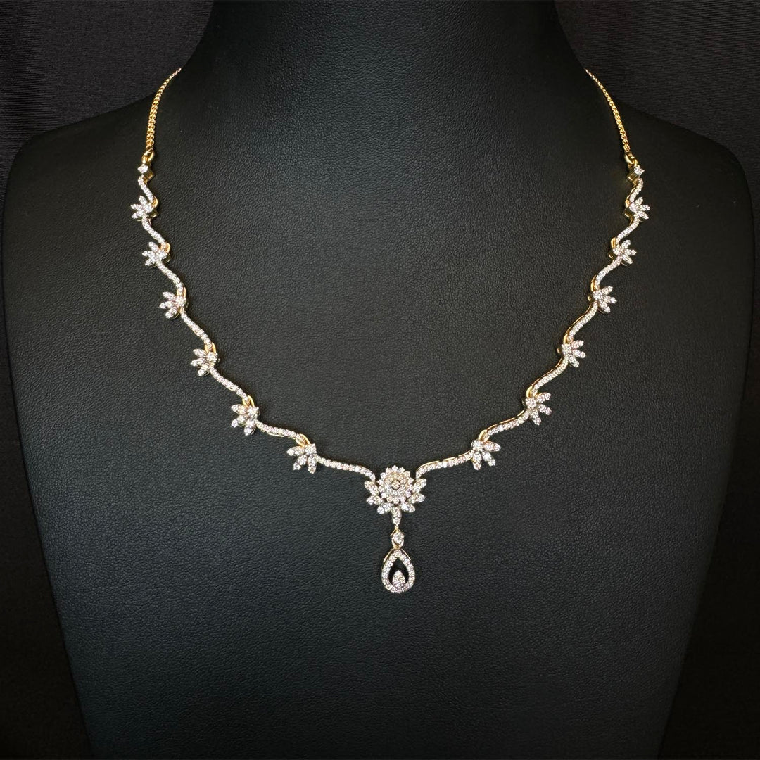 9K YG Princess Diamond Necklace- 1pc