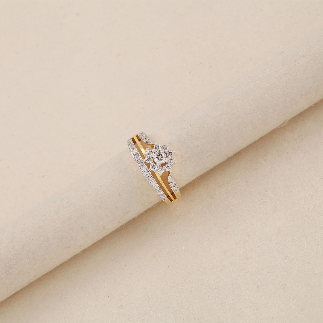 14K YG Cluster Diamond Ring- 1pc