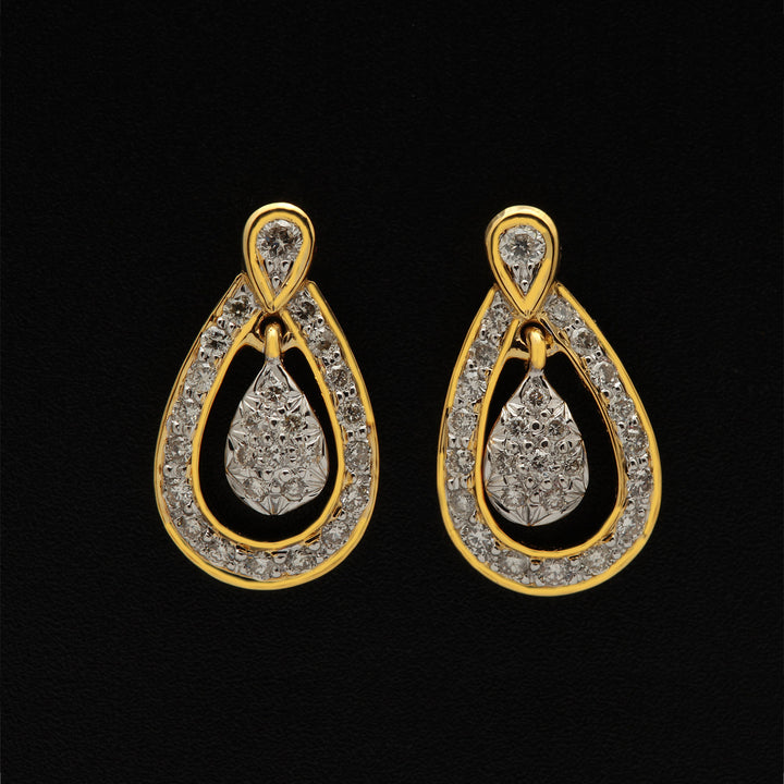 9K YG Drop Diamond Earring- 1pair