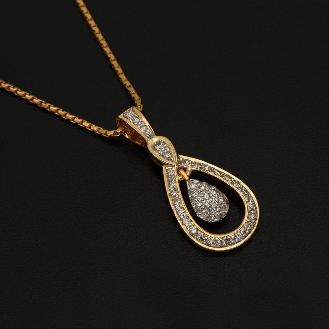 9K YG Drop Diamond Pendant- 1pc