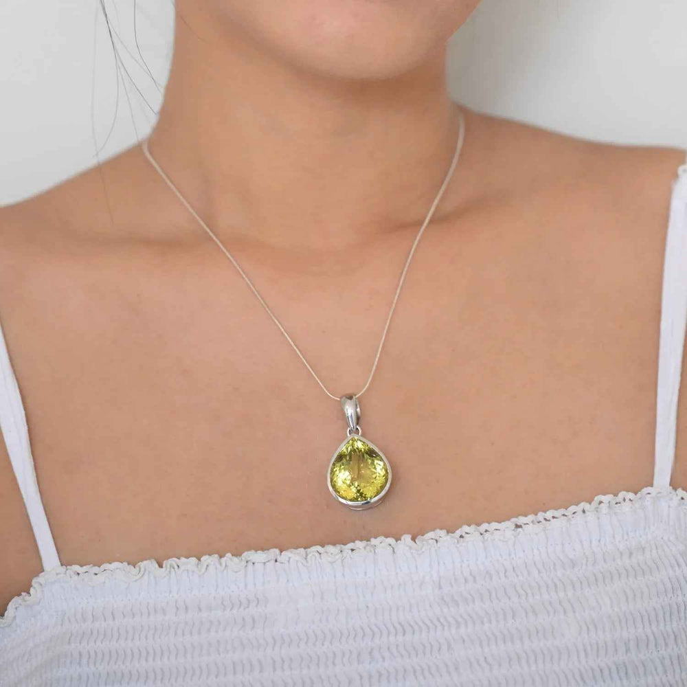 Sterling Silver Pendant with Lemon Topaz-1pc