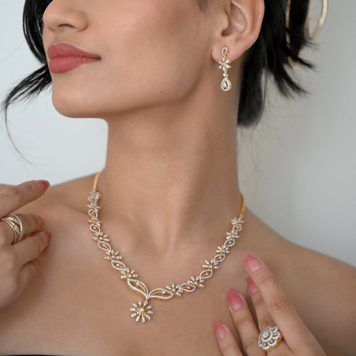 9K YG Princess Diamond Necklace- 1pc