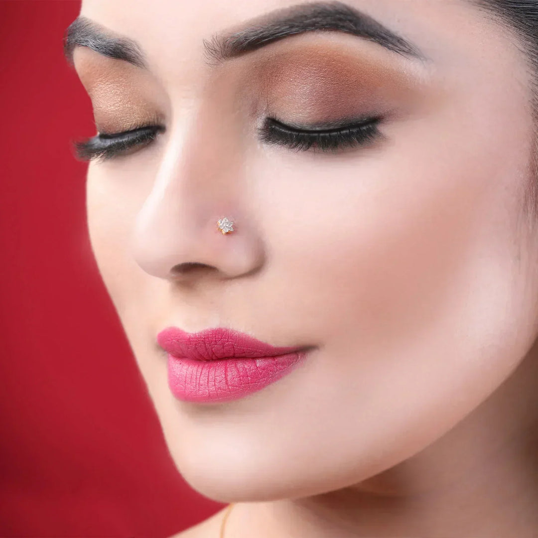 14K YG Star Diamond Nosepin- 1pc