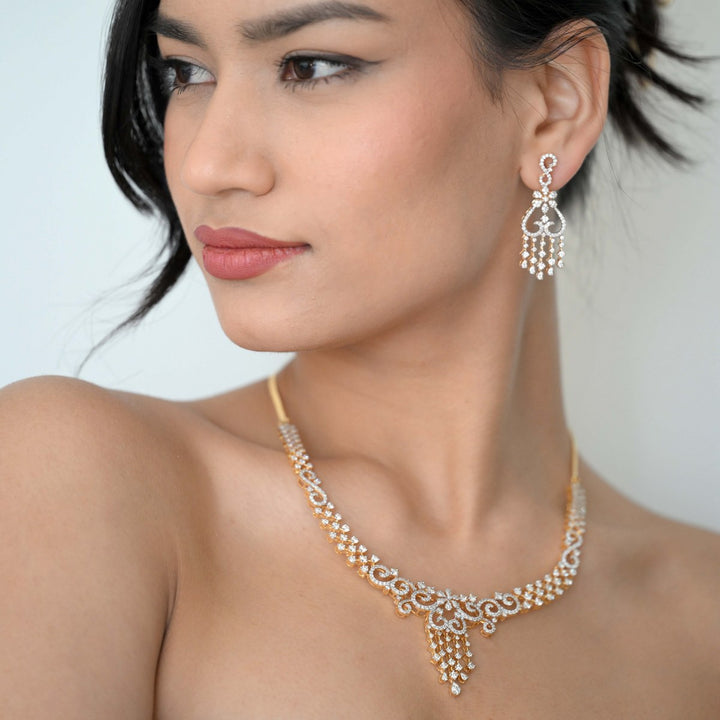 9K YG Princess Diamond Necklace- 1pc