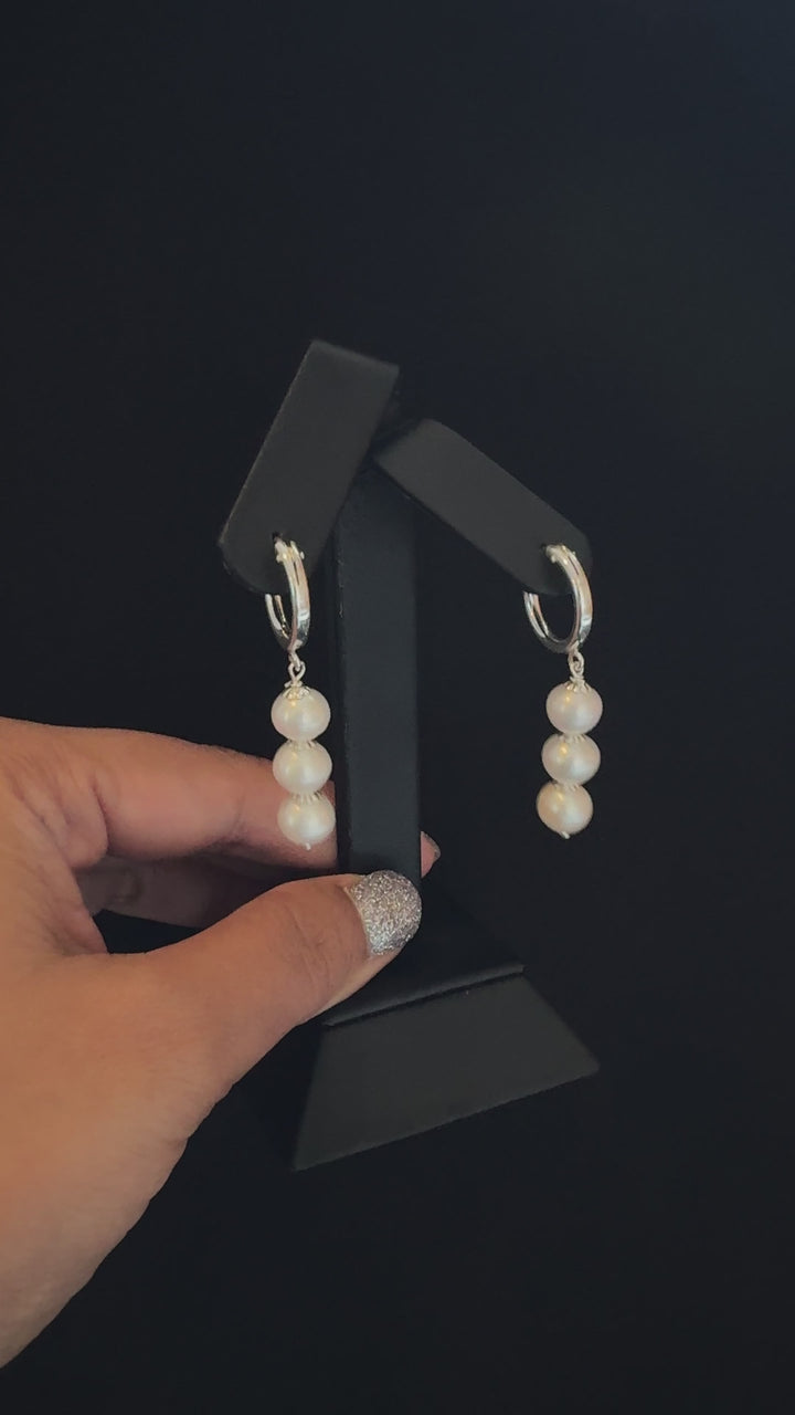 Sterling Silver FWP Hoop Earring-1pair