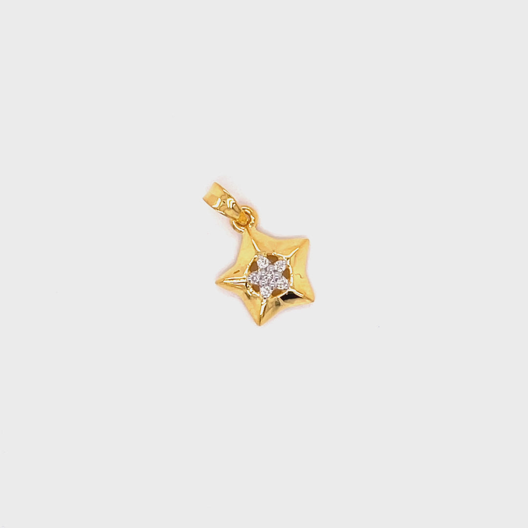 18K YG Star Diamond Pendant- 1pc