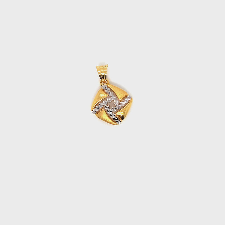 22K YG Fancy 2 Tone Pendant-1pc