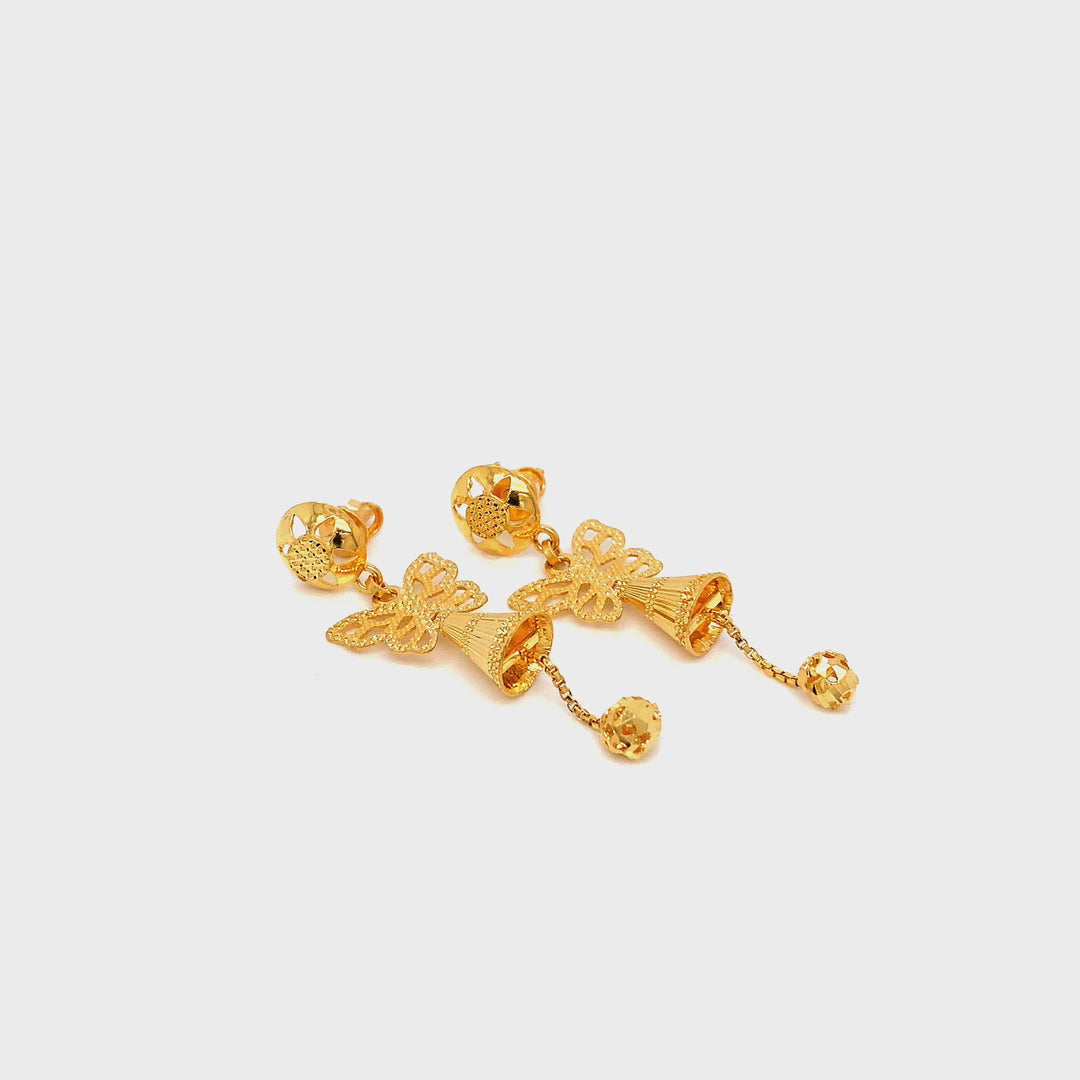 22K YG Light Weight Dangler Earring-1pair