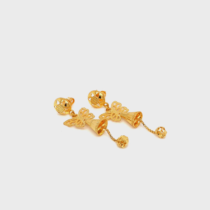 22K YG Light Weight Dangler Earring-1pair