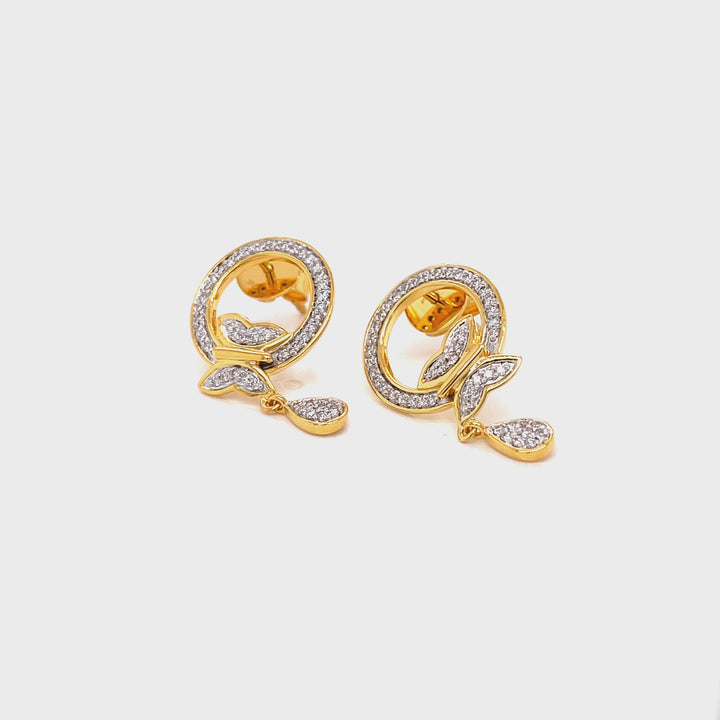 18K YG Butterfly Diamond Earring- 1pair