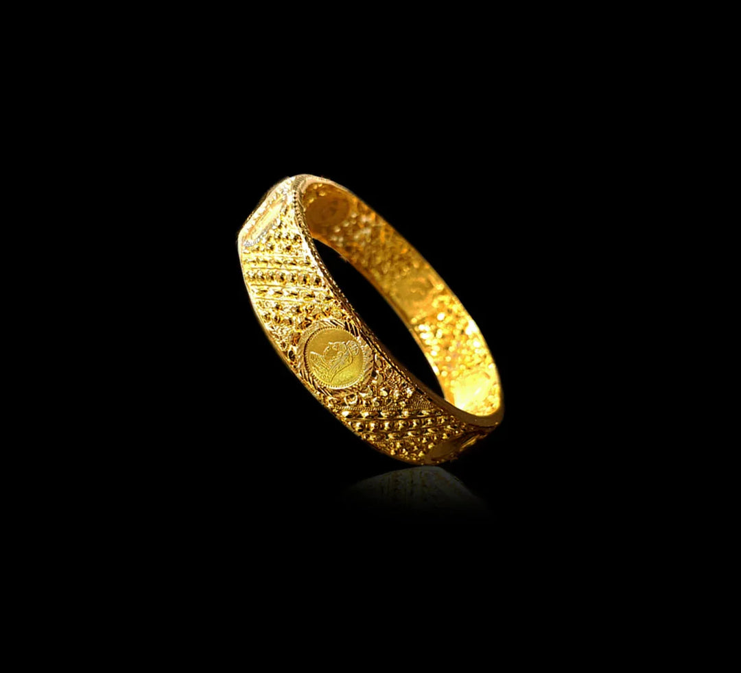 22K YG Women Carved Bangle-1pc