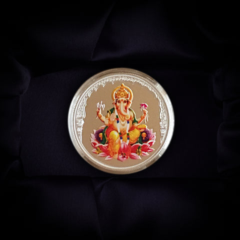 20g 999 Purity Silver Colour Ganesh coin-1pc