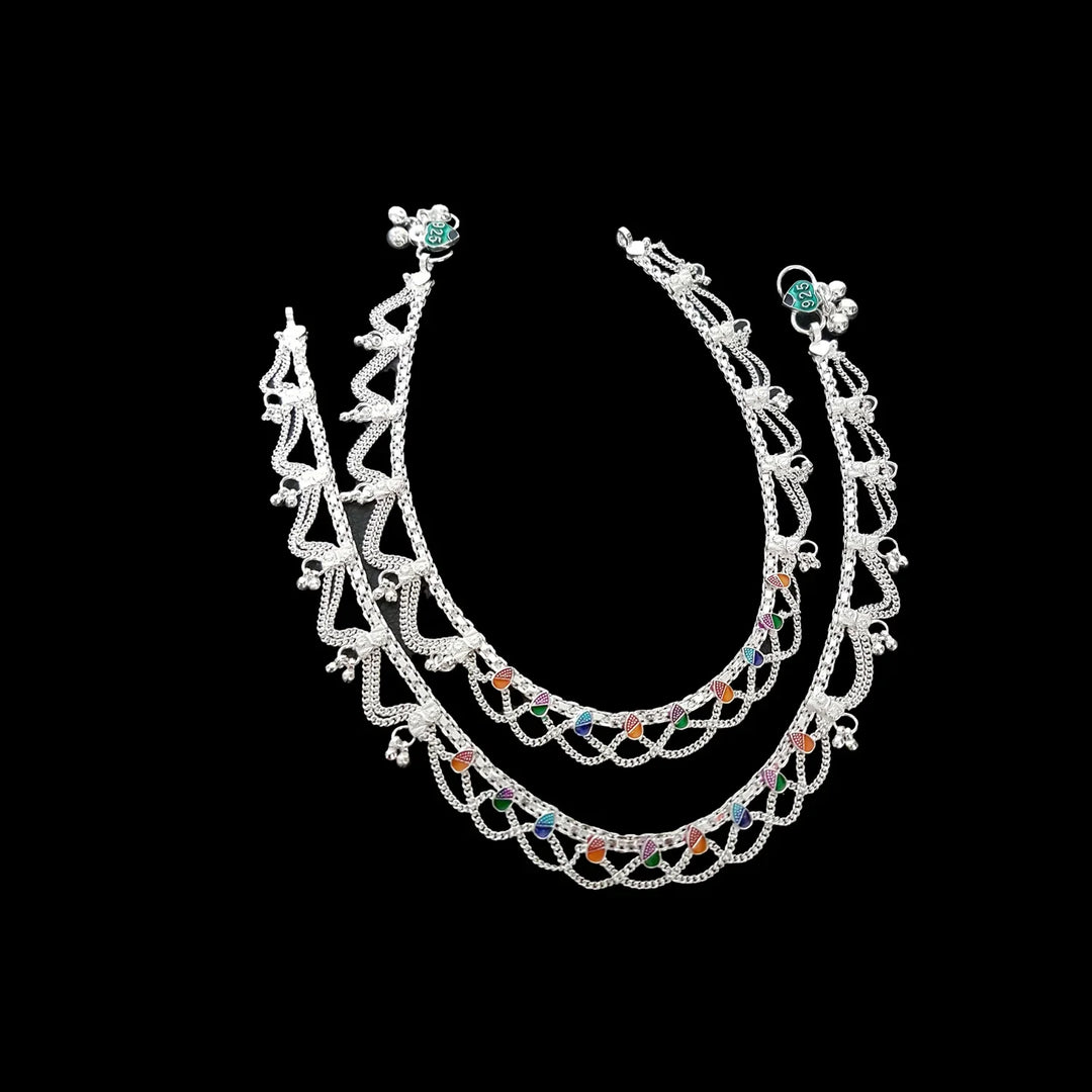 Women Sterling Silver Anklet Total Length 31-35cm RB Diamond Jewellers