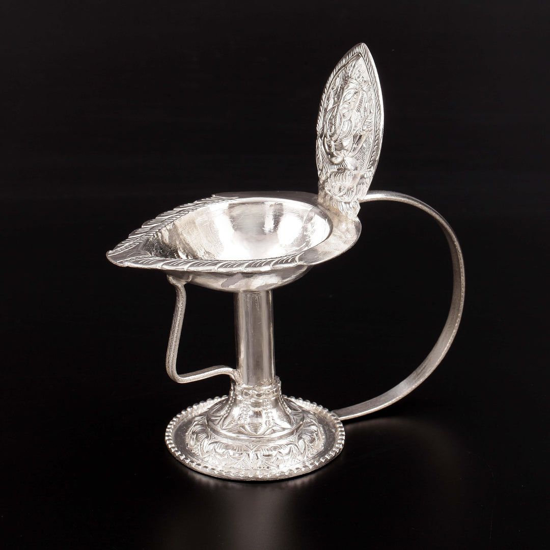 Carved Ganesh Silver Diyo 9-11Tola-1pc