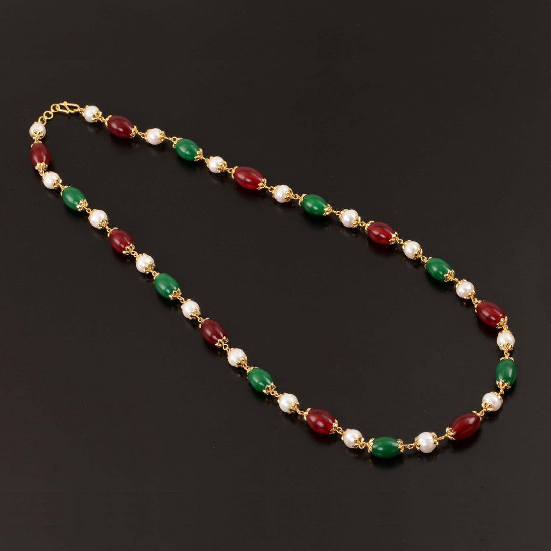 22K YG Women Mixed Semi Stone Necklace-1pc