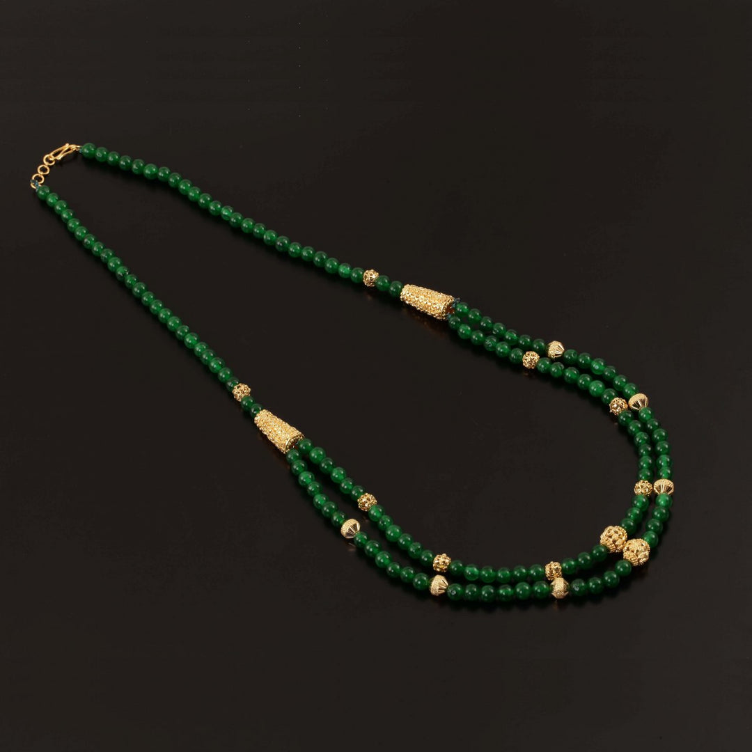 22K YG Women Green Stone Necklace-1pc