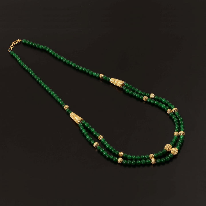 22K YG Women Green Stone Necklace-1pc