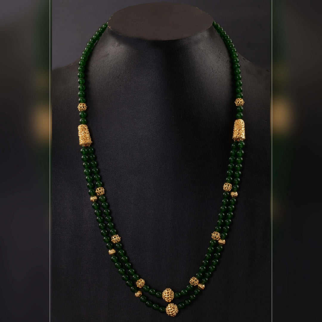 22K YG Women Green Stone Necklace-1pc