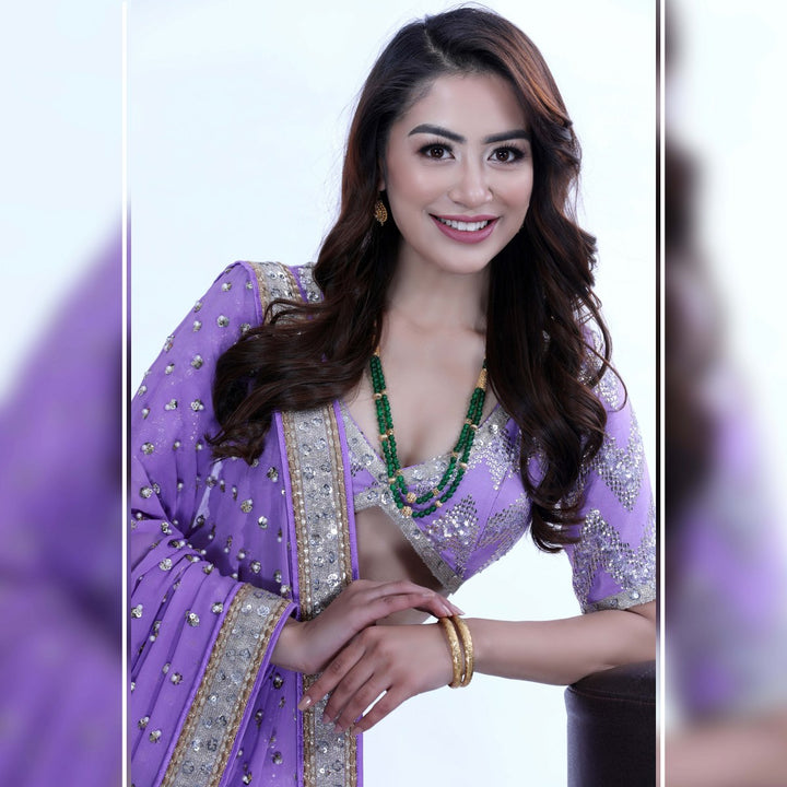 22K YG Women Green Stone Necklace-1pc