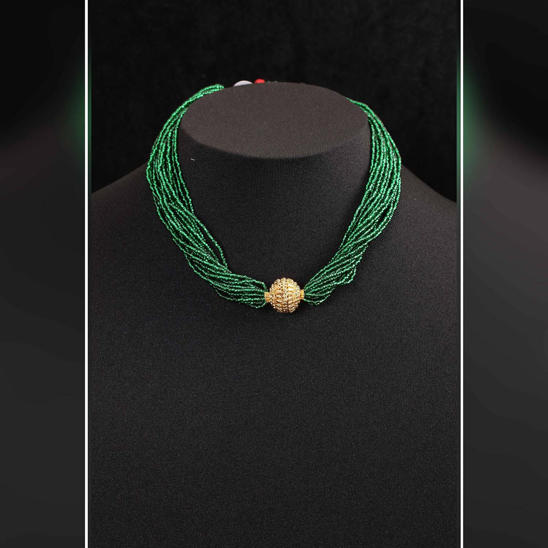 22K YG Women Green Pote Necklace-1pc