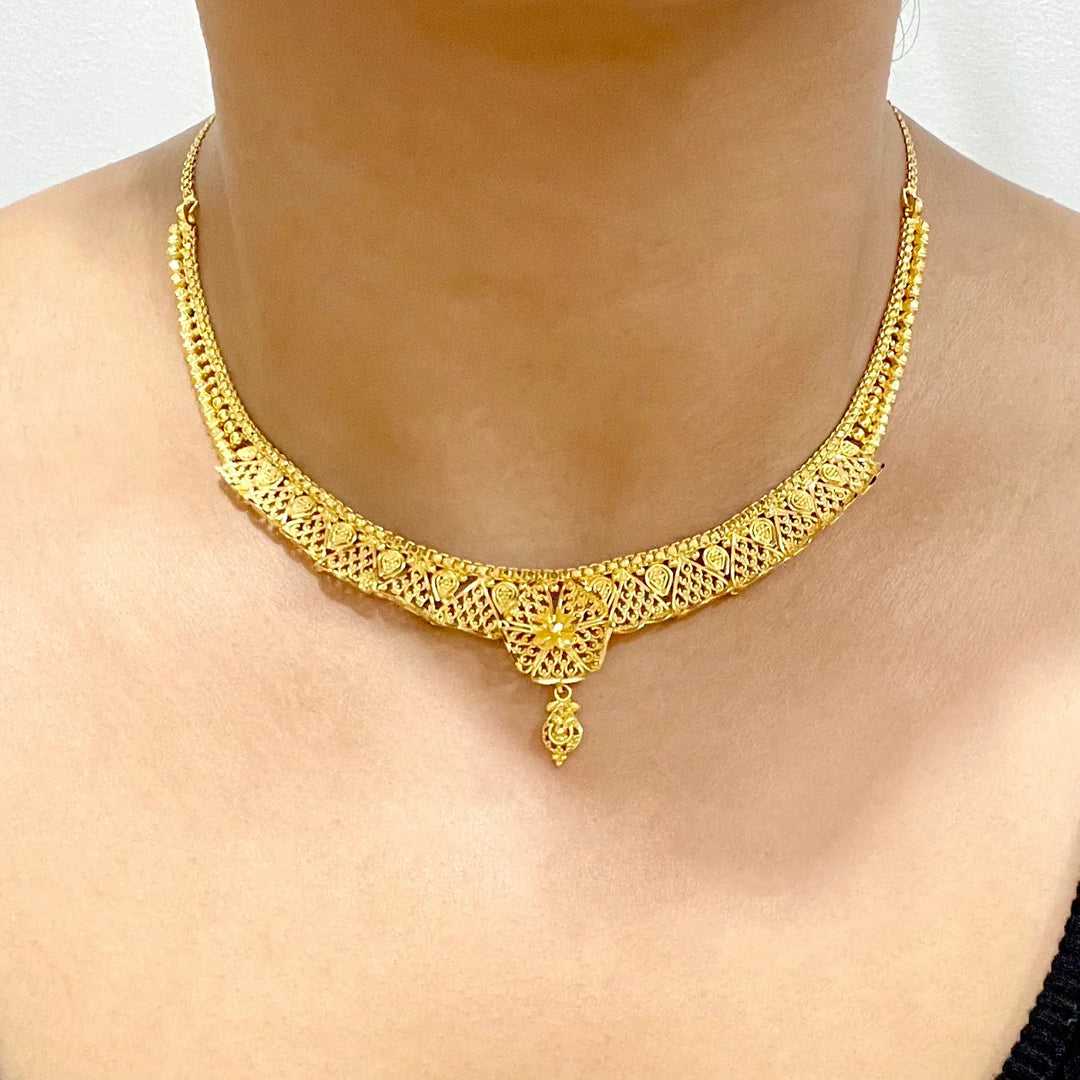 22K YG Women Princess Necklace-1Pc RB Diamond Jewellers