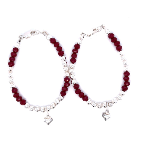 Baby/Toddler Red Spinel Sterling Silver Nazaria Bracelet -1Pair