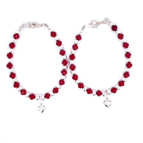 Baby/Toddler Red Spinel Sterling Silver Nazaria  Bracelet -1Pair