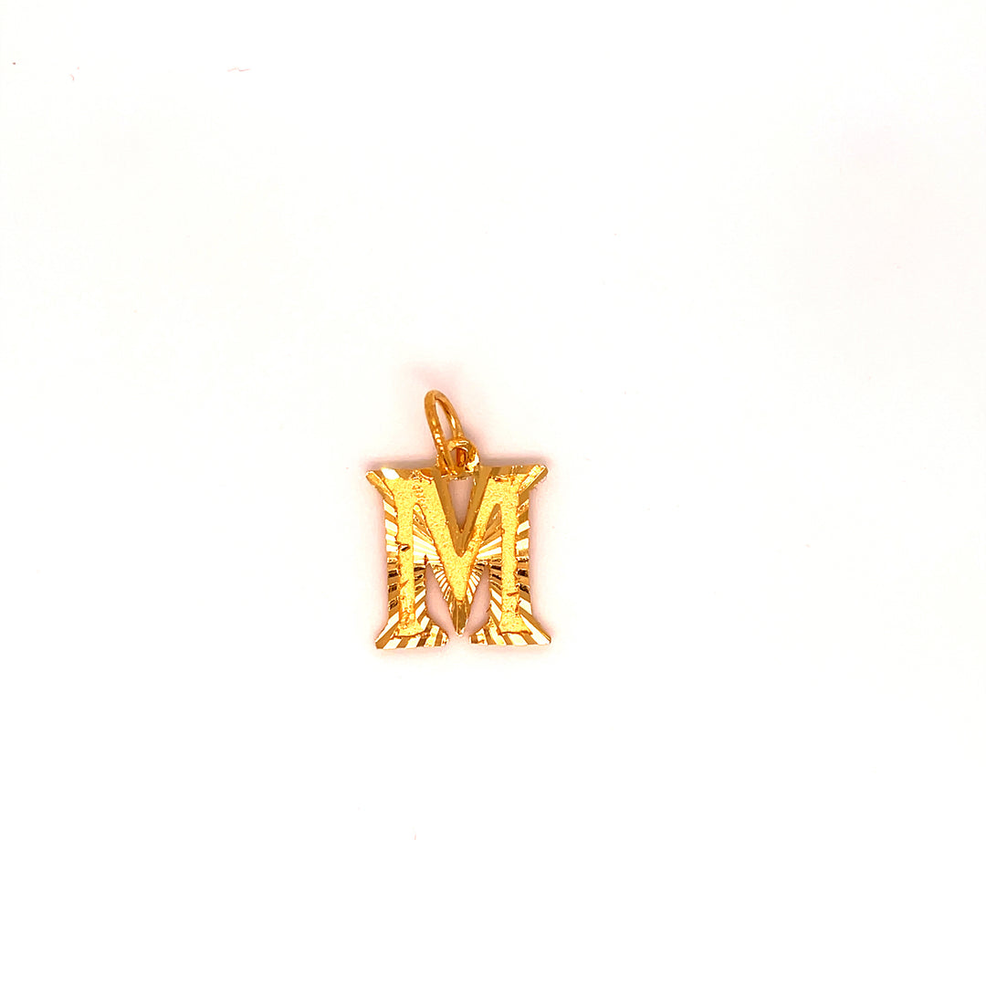 22K YG Unisex Alphabet M Pendant-1pc