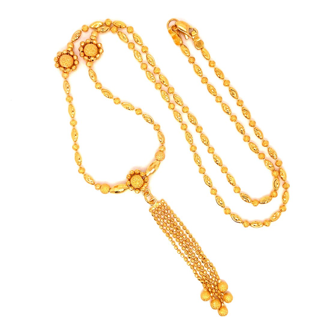 22K YG Women Fancy Ball Necklace-1pc