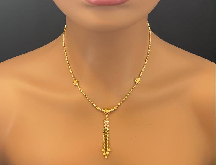 22K YG Women Fancy Ball Necklace-1pc
