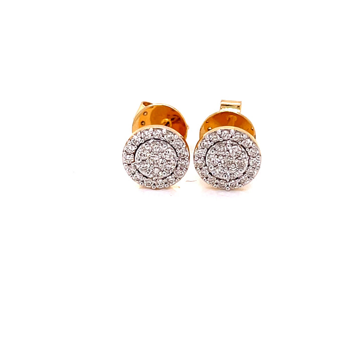 18K YG Women Diamond Cluster Earring- 1pair