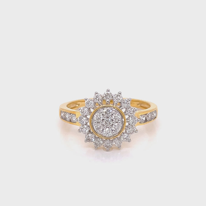 18K YG Cluster Diamond Ring-1pc