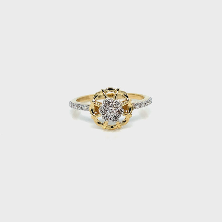 18K YG Women Cluster Diamond Ring- 1pc