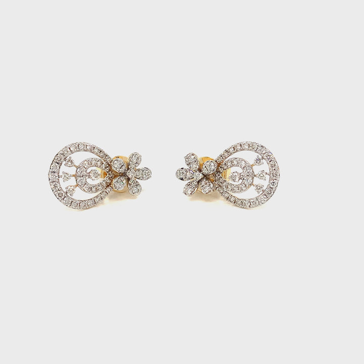 18K YG Women Drop Diamond Earring- 1pair