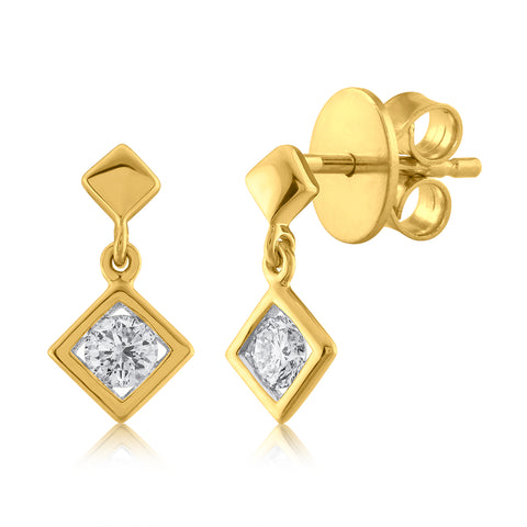 18K YG Women Cluster Diamond Earring-1pair