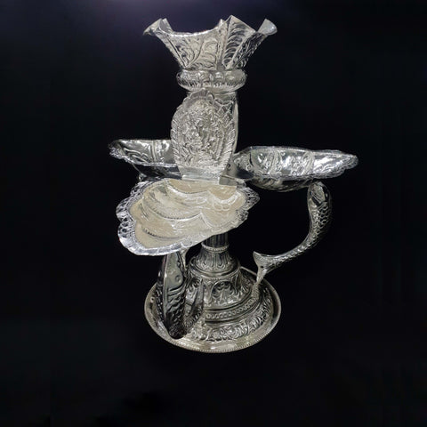 Carved Ganesh Silver Tikadani 40-45Tola-1pc