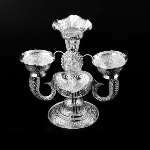 Carved Ganesh Silver Tikadani 48-50Tola-1pc
